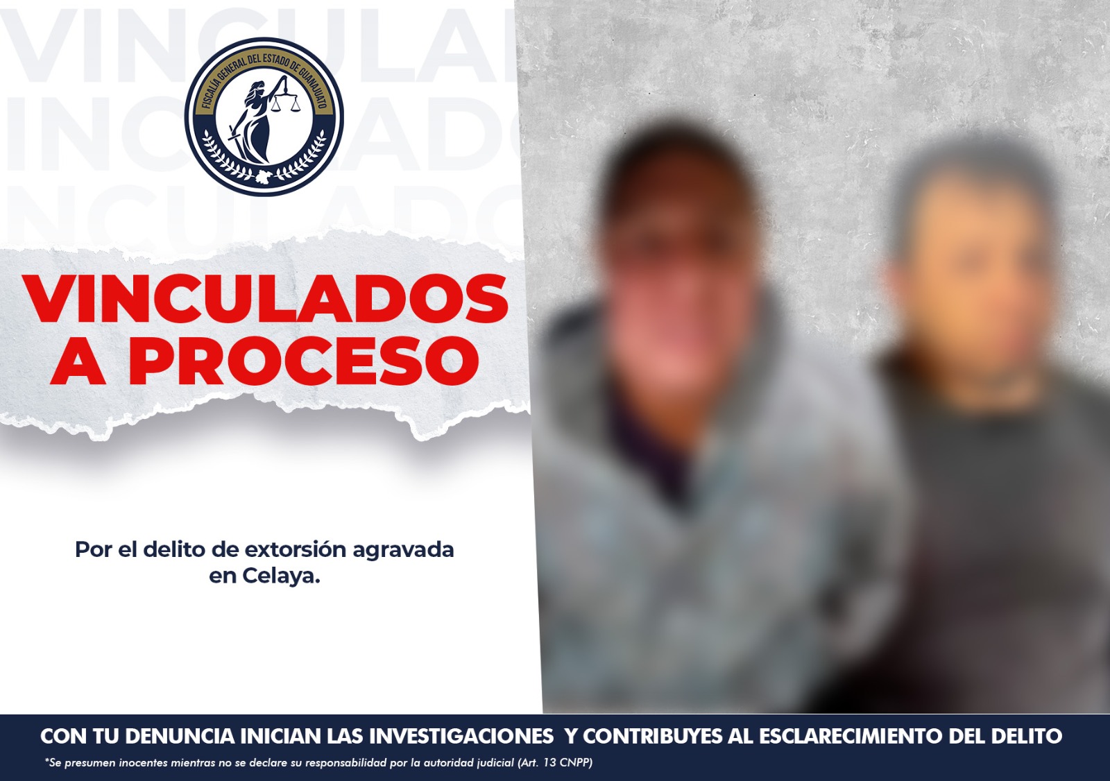 Presos dos presuntos extorsionadores de comerciante en Celaya