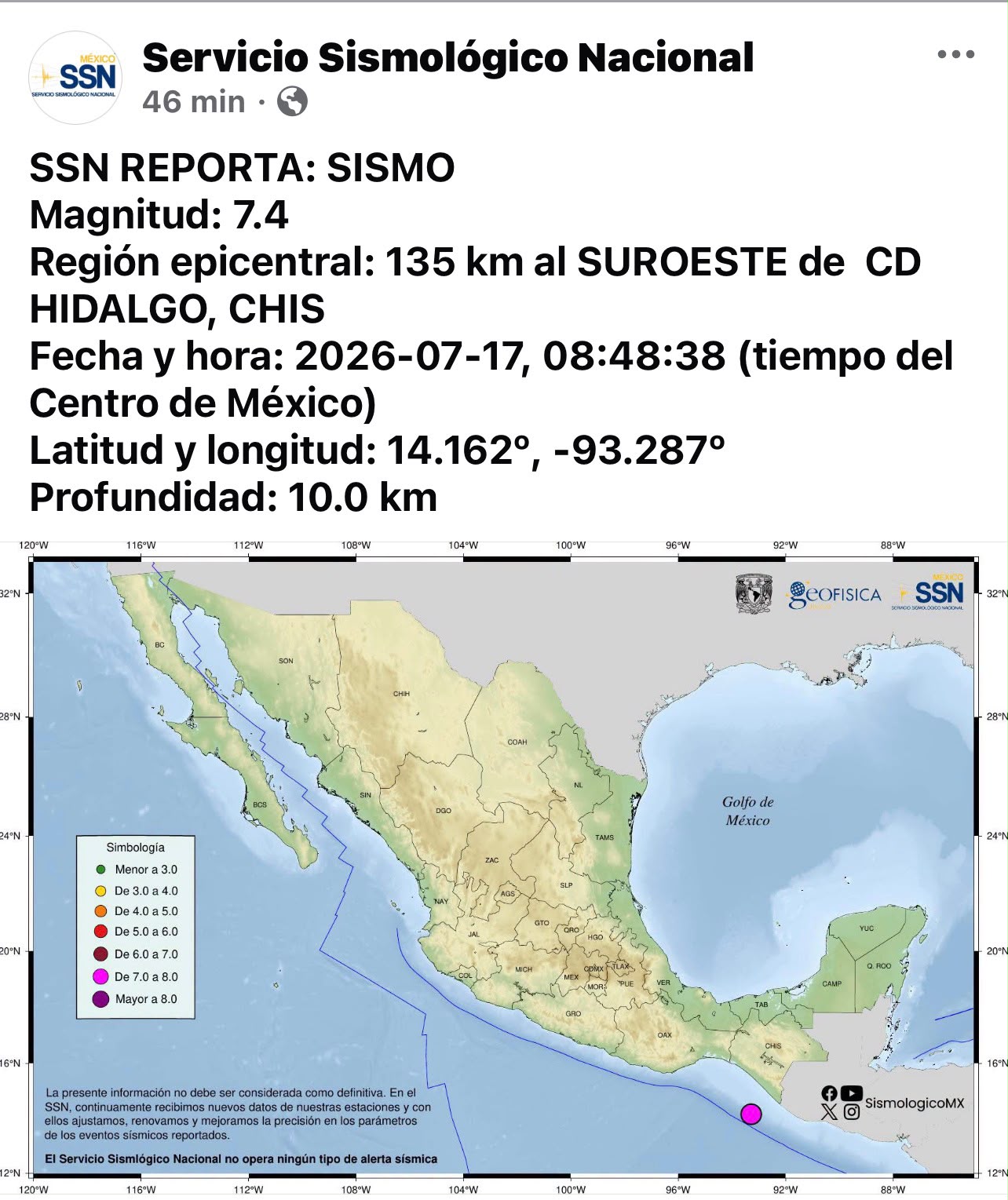 Sismo de 7.4 en Chiapas sacude Tabasco y activa protocolos de emergencia